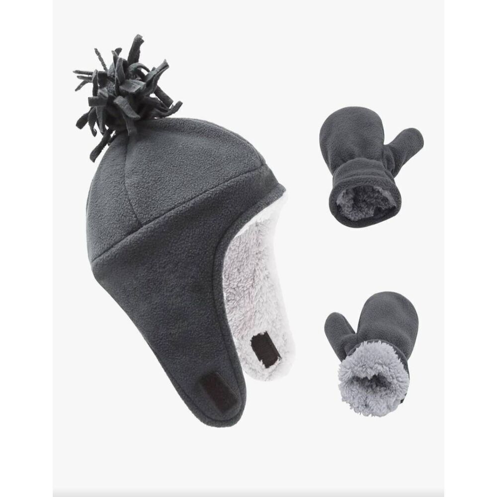 NWT BROOK + BAY KIDS HAT AND MITTENS SET
